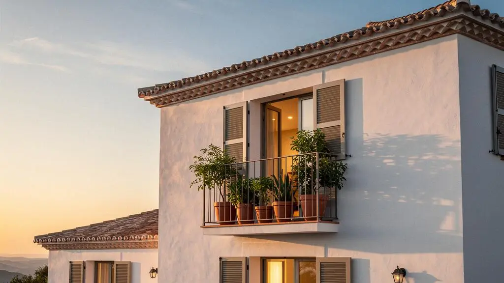 Fachada de una vivienda española moderna con luz natural entrando por amplias ventanas, simbolizando los requisitos legales de habitabilidad